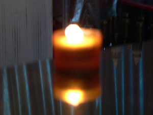 Candle and reflection, Blue Door Jazz Club, Central, 16 October 2004