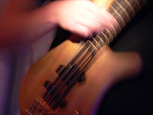 Bass guitar at the Blue Door Jazz Club, Central, 17 October 2004