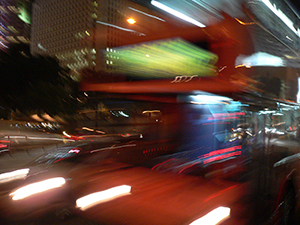 Moving traffic, Central,  Hong Kong Island, night, 30 October 2004