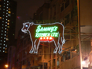 Neon sign, Queen's Road West, Sai Ying Pun, 27 October 2004