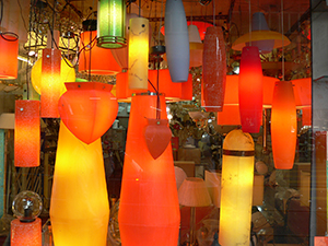 Lamps in a shop window, Kowloon, 9 October 2004