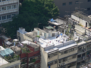 Rooftops of buildings, Queen's Road West, Sai Ying Pun, 15 October 2004