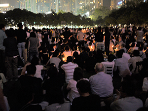 Candlelight vigil in memory of 4 June 1989, Victoria Park, 4 June 2010