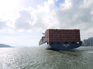 Container ship in the East Lamma Channel, 11 July 2010