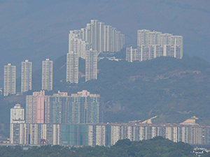 View of Wonderland Villas (on the hilltop) and Mei Foo (below), Kowloon, 18 November 2004