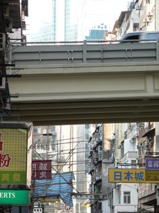 Street scene with flyover, Hong Kong Island, 28 November 2004