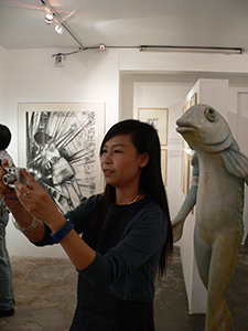 Irene Ngan, at the opening of the exhibition 'Mapping Identities: The Art and Curating of Oscar Ho', Para Site art space, Po Yan Street, 5 November 2004