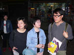 Outside Para Site art space during an exhibition opening, Po Yan Street, Hong Kong Island, 5 November 2004