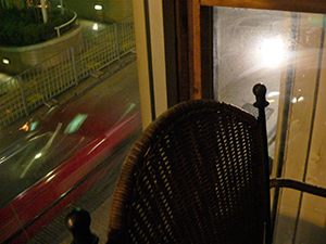 Street scene through a window, Graham Street. Central, 13 November 2004