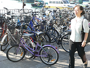 Bicycles parked by the harbour, Cheung Chau, 14 November 2004