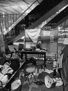 ‘Occupy’ protest camp in the public plaza beneath the Hong Kong and Shanghai Bank headquarters, Central, 12 December 2011