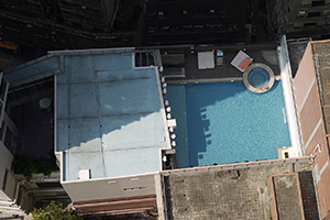 Light on buildings and a swimming pool, Sheung Wan, 22 October 2011