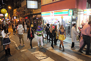 People in costume, Central, Hong Kong Island, 29 October 2011