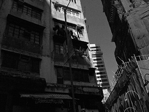 Light on buildings, Sheung Wan, 17 January 2012