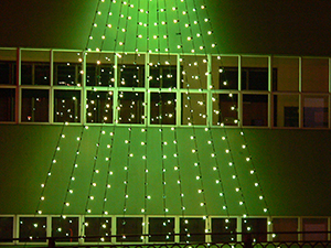 Christmas decorations on a building, Bonham Road, Pokfulam, 6 December 2004