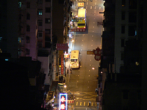 Queen's Road West at night, Sheung Wan, Hong Kong Island, 16 December 2004