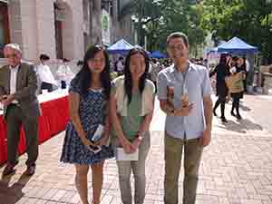 Students and a teacher, outside the Main Building, University of Hong Kong, 22 April 2012