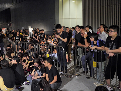 Protest outside the Central Government Offices Complex at Admiralty against an attempt by the Government to introduce national education into the school curriculum, 3 September 2012