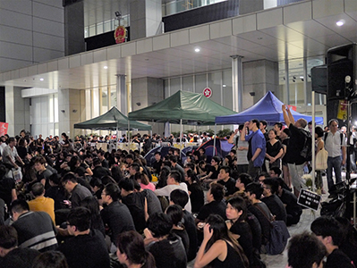 Protest outside the Central Government Offices Complex at Admiralty against an attempt by the Government to introduce national education into the school curriculum, 3 September 2012