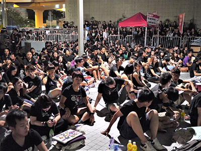 Protest outside the Central Government Offices Complex at Admiralty against an attempt by the Government to introduce national education into the school curriculum, 3 September 2012