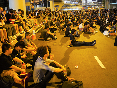 Protest outside the Central Government Offices Complex at Admiralty against an attempt by the Government to introduce national education into the school curriculum, 3 September 2012