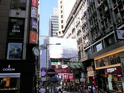 Light on buildings, D'Aguilar Street, Central, 9 September 2012