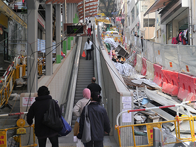 Escalator under construction on Centre Street, Sai Ying Pun, 7 January 2013