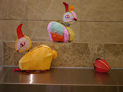 Mid-Autumn Festival decoration in a residential building lobby, Queen Street, Sheung Wan, 20 September 2013
