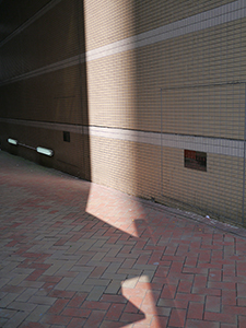 Light on building, alleyway off Queen's Road East, Wanchai, 25 October 2013