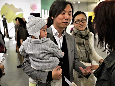 Marcello Kwan, at the opening of a memorial exhibition for Leung Ping-kwan in the basement of the Central Library, Causeway Bay, 9 January 2014