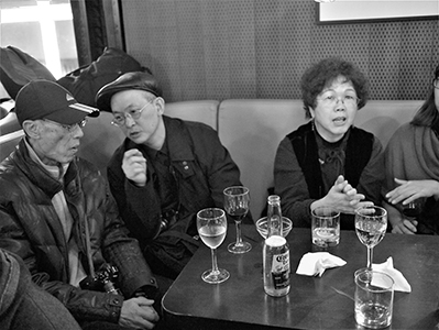 Photographers Joseph Fung, Lee Ka Sing and Wong Wo Bik (left to right) at the Fringe Club, 9 January 2014