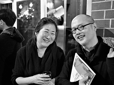 Catherine Lau of the Fringe Club with Chan Yuk-keung, Fringe Club, 9 January 2014