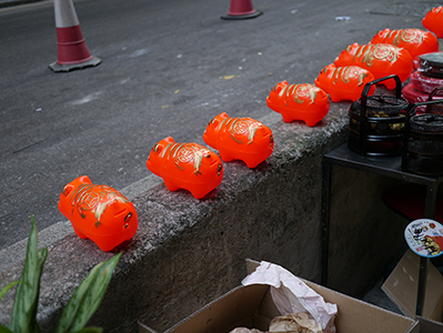 Shop goods placed in the street, Possession Street, Sheung Wan, 29 January 2014