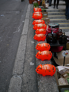 Shop goods placed in the street, Possession Street, Sheung Wan, 29 January 2014