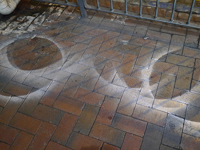 Spray paint mark on ground, Sheung Wan, Hong Kong Island, 30 January 2014