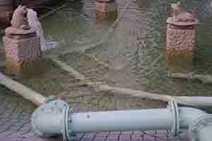 Pond with fountain, Sham Shui Po, 3 February 2014