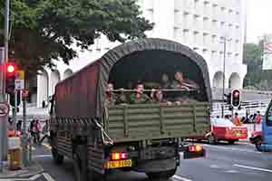 People's Liberation Army soldiers in a truck, Garden Road, 20 February 2014