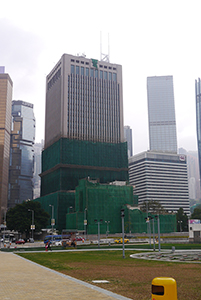 Building at the People's Liberation Army barracks behind scaffolding, Central, 24 February 2014