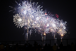 Lunar New Year fireworks, viewed from Central, Hong Kong Island, 1 February 2014