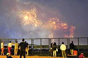 Lunar New Year fireworks, viewed from Central, Hong Kong Island, 1 February 2014