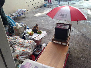 A homeless person's belongings, Fat Hing Street, Sheung Wan, Hong Kong Island, 23 February 2014