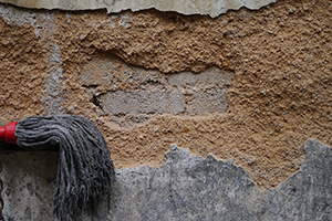 Wall, with a mop, Sham Shui Po, 3 February 2014