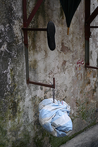 Fixtures on the wall of an alleyway, Sham Shui Po, 3 February 2014