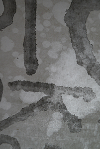 Detail of an artwork by David Clarke, made by altering a piece of calligraphy by Frog King (Kwok Mang Ho), Sheung Wan, 22 March 2014