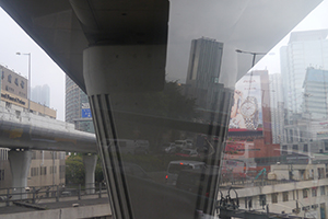 Looking through a bus window on the highway, near Hung Hom, 28 March 2014
