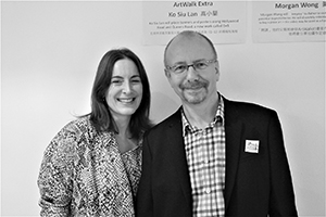 Hugh Chiverton and his wife Helen, at The Space, 210 Hollywood Road, Sheung Wan, during Artwalk, 12 March 2014