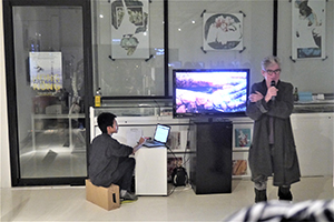 Cinematographer Christopher Doyle giving a talk during Artwalk at Agnes B's Librairie Galerie, Hollywood Road, 12 March 2014