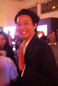 Architect Tim Li, at the Mobile M+ 'Neon Signs. HK' project opening, Kowloon, 20 March 2014