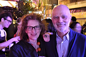 Janis Provisor and Brad Davis at the Mobile M+ 'Neon Signs. HK' project opening, Yau Ma Tei,  20 March 2014