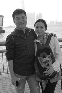 Composer Chan Hing-yan and his wife, Central Ferry Piers, 6 April 2014